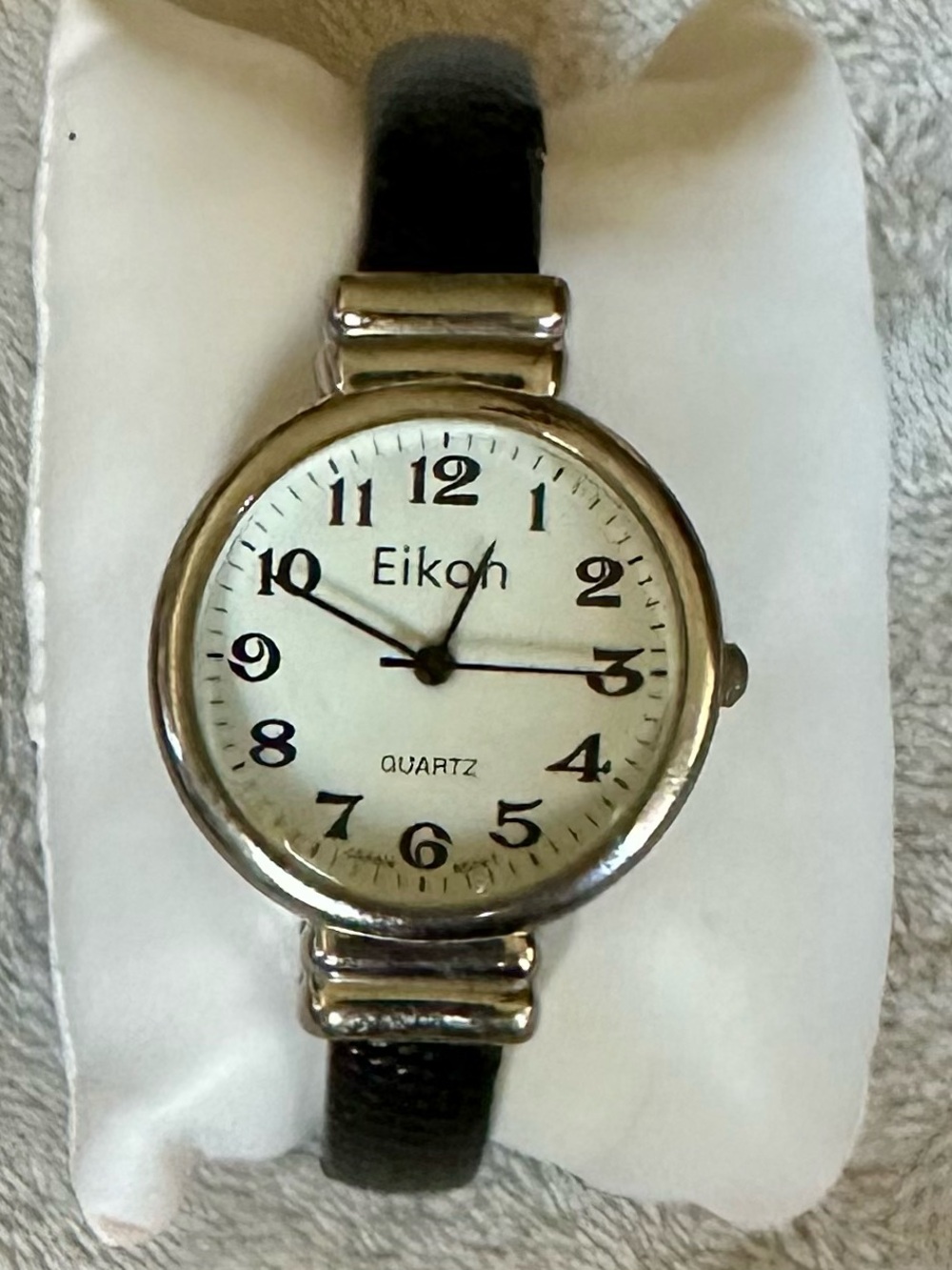 Eikon Black Snakeskin Leather Bangle Cuff Watch NWOT w/New Battery